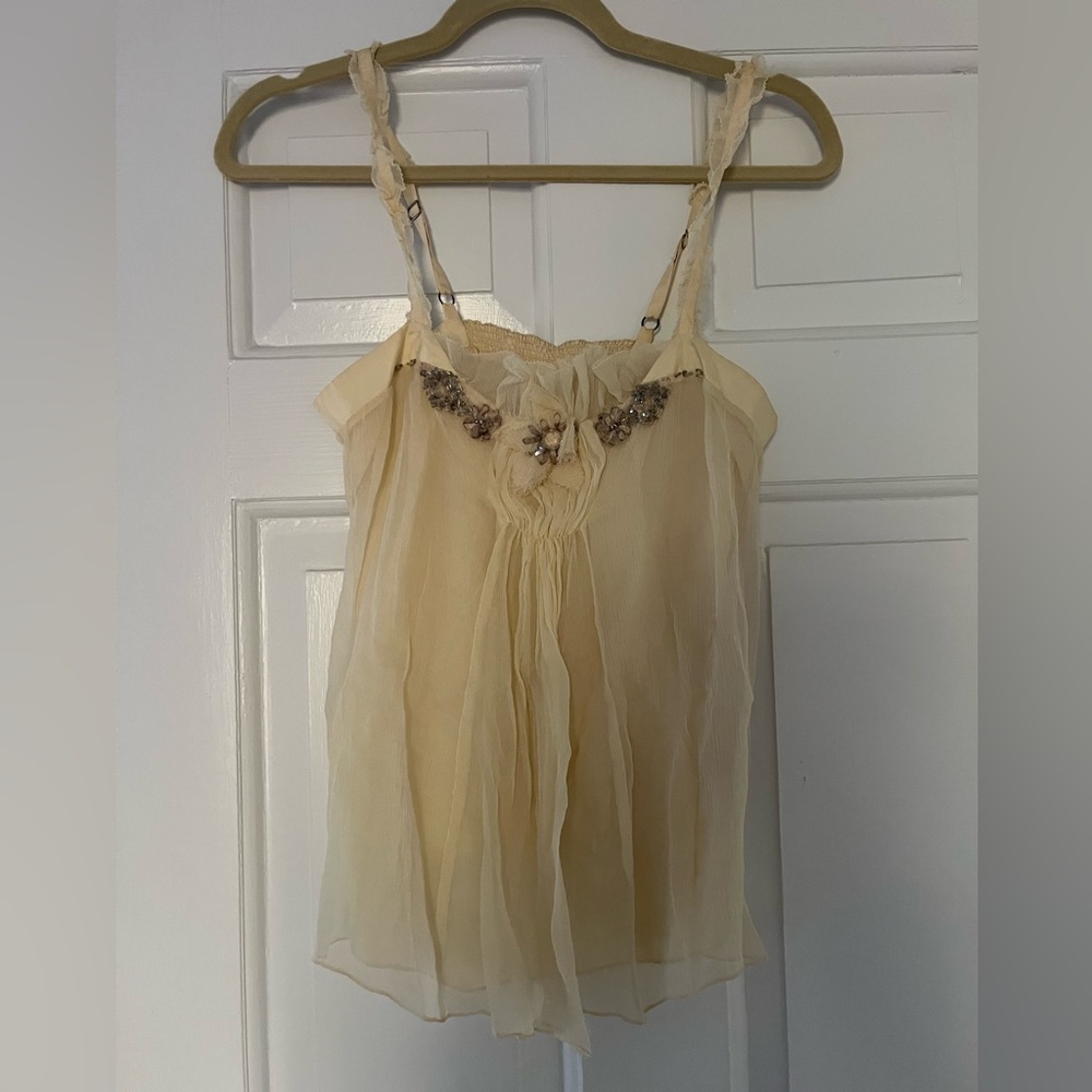 Chiffon ruffle and crystal top | ballet core girly | love shack fancy style